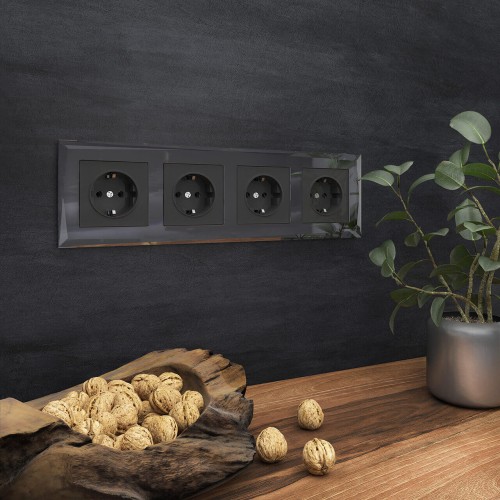 Рамка на 4 поста Werkel Diamant черный W0041208 4690389158841, купить в Минске по самой низкой цене