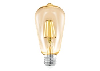 Лампа светодиодная филаментная Eglo E27 4W 2200К янтарь 11521