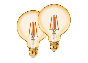 Набор светодиодных филаментных диммируемых ламп (2 шт.) Eglo E27 6W 2200K янтарь 11784