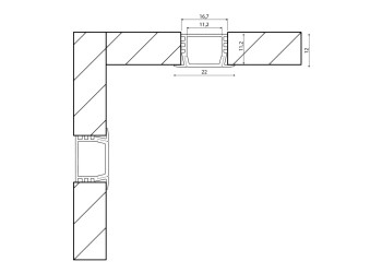 Встраиваемый профиль с рассеивателем SWG RC-2212 002452