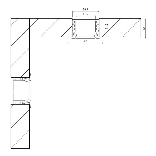 Встраиваемый профиль с рассеивателем SWG RC-2212 002452, купить в Минске по самой низкой цене