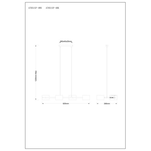 Подвесная люстра Arte Lamp Sebastian A7051SP-4WH, купить в Минске по самой низкой цене