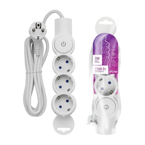 Удлинитель Duwi 3гн 3м с/з 32008 3, купить в Минске по самой низкой цене