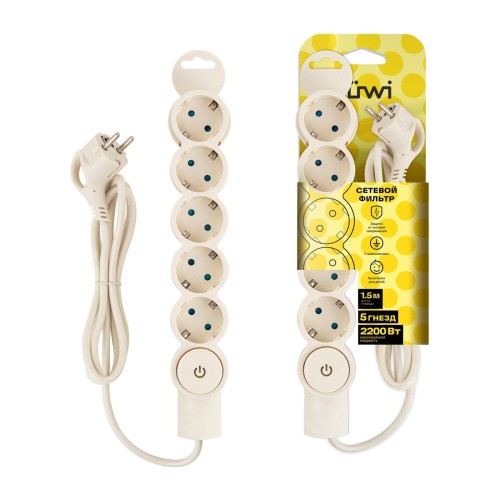 Сетевой фильтр Duwi 5гн 1,5м с/з 32570 3, купить в Минске по самой низкой цене