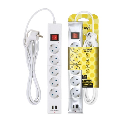 Сетевой фильтр Duwi 2хUSB 5гн 3м с/з 32592 5, купить в Минске по самой низкой цене