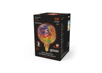 Лампа светодиодная диммируемая филаментная Gauss E27 5W 1800K розовая 1007802103