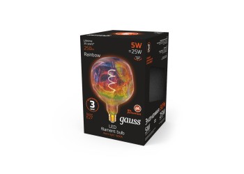 Лампа светодиодная диммируемая филаментная Gauss E27 5W 1800K розовая 1007802103