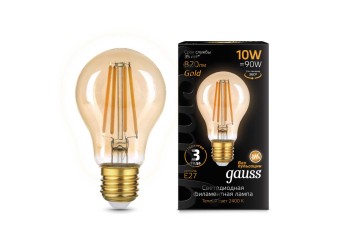Лампа cветодиодная филаментная Gauss E27 10W 2400K прозрачная 102802010