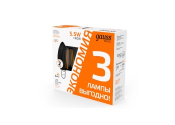 Лампа cветодиодная Gauss E14 5,5W 2700K прозрачная 3 шт. 1031116T