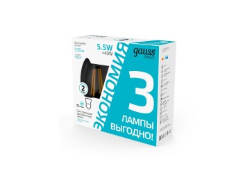 Лампа cветодиодная Gauss E14 5,5W 4100K прозрачная 3 шт. 1031126T