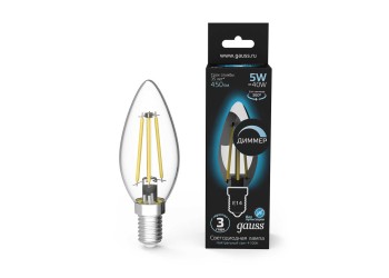 Лампа светодиодная Gauss E14 5W 4100K прозрачная 103801205