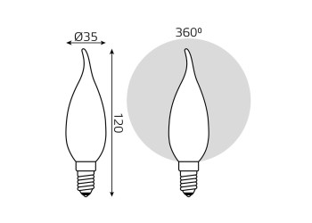 Лампа светодиодная филаментная диммируемая Gauss E14 9W 3000К матовая 104201109-D