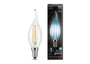 Лампа светодиодная Gauss E14 5W 4100K прозрачная 104801205