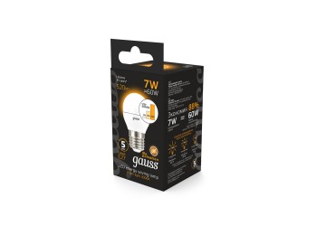 Лампа светодиодная диммируемая Gauss E27 7W 3000K матовая 105102107-S