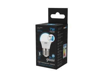 Лампа светодиодная диммируемая Gauss E27 7W 6500K матовая 105102307-S