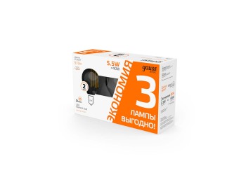 Лампа cветодиодная Gauss E14 5,5W 2700K прозрачная 3 шт. 1051116T