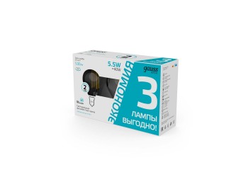 Лампа cветодиодная Gauss E14 5,5W 4100K прозрачная 3 шт. 1051126T