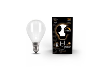 Лампа светодиодная филаментная диммируемая Gauss E14 9W 3000К матовая 105201109-D