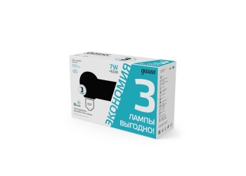 Лампа cветодиодная филаментная Gauss E27 7W 4100K прозрачная 3 шт. 105902207T