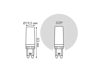 Лампа светодиодная диммируемая Gauss G9 5,5W 4100К прозрачная 107309255-D