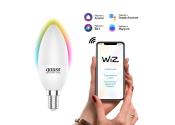 Лампа светодиодная диммируемая Gauss Smart Home E14 5W 2700-6500K RGBW матовая 1190112