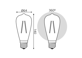 Лампа cветодиодная филаментная Gauss E27 10W 4100K прозрачная 157802210