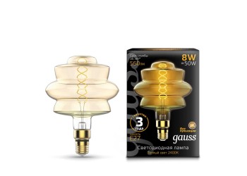 Лампа светодиодная филаментная диммируемая Gauss E27 8W 2400K золотая 161802008