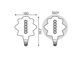 Лампа светодиодная филаментная диммируемая Gauss E27 8W 2400K золотая 161802008
