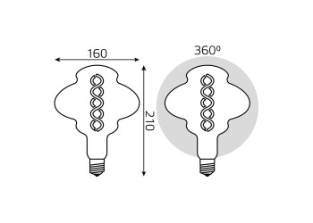Лампа светодиодная филаментная диммируемая Gauss E27 8W 2400K серая 162802008