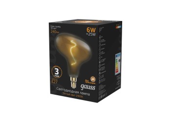 Лампа светодиодная филаментная Gauss E27 6W 2400K серая 165802008