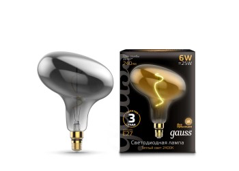 Лампа светодиодная филаментная Gauss E27 6W 2400K серая 165802008