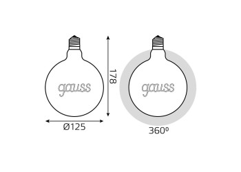 Лампа светодиодная филаментная Gauss E27 2,5W 2000K золотая 175802003