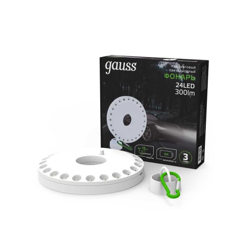 Кемпинговый светодиодный фонарь Gauss от батареек 135х20 300 лм GF003, купить в Минске по самой низкой цене