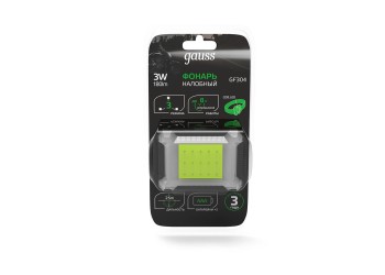 Налобный светодиодный фонарь Gauss от батареек 65х45 180 лм GF304