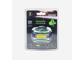 Налобный светодиодный фонарь Gauss от батареек 50х70 180 лм GF307