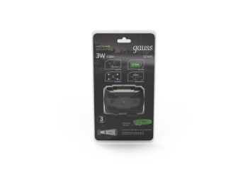 Налобный светодиодный фонарь Gauss аккумуляторный 40х60 130 лм GF405