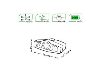 Налобный светодиодный фонарь Gauss аккумуляторный 30х50 180 лм GF406