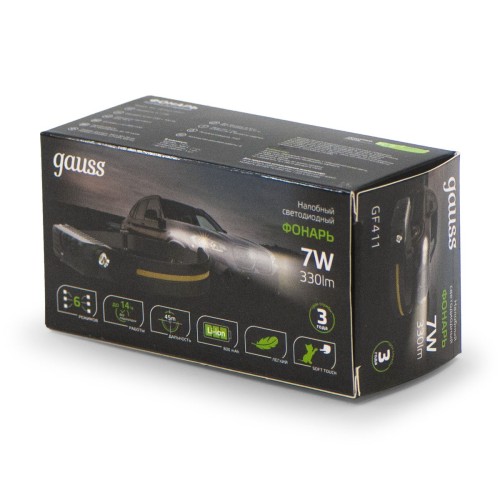 Налобный светодиодный фонарь Gauss аккумуляторный 340х30 330 лм GF411, купить в Минске по самой низкой цене