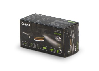 Налобный светодиодный фонарь Gauss аккумуляторный 340х30 330 лм GF412