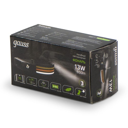 Налобный светодиодный фонарь Gauss аккумуляторный 340х30 330 лм GF412, купить в Минске по самой низкой цене