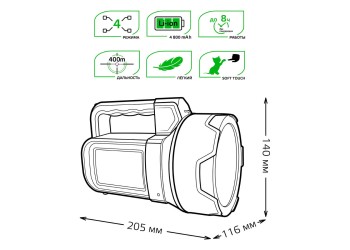 Прожекторный светодиодный фонарь Gauss аккумуляторный 205х140 400 лм GF602