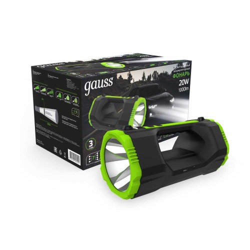Прожекторный светодиодный фонарь Gauss аккумуляторный 288х151 1000 лм GF703, купить в Минске по самой низкой цене
