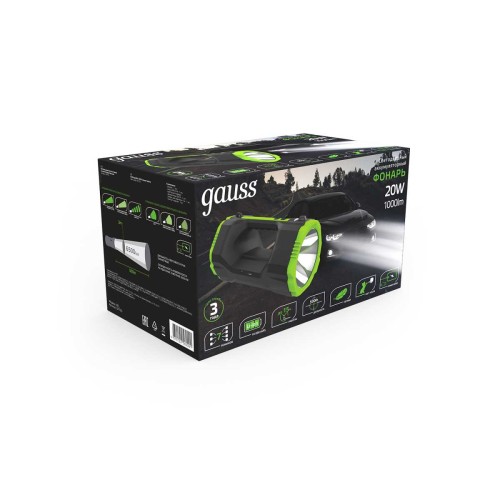 Прожекторный светодиодный фонарь Gauss аккумуляторный 288х151 1000 лм GF703, купить в Минске по самой низкой цене