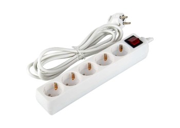 Удлинитель бытовой General GES-16-3x100-5-3m-S, 16А, 3х1 мм2, 5 мест, 3 метра, с заземлением, с выключателем