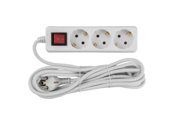 Удлинитель бытовой General GES-16-3x100-3-5m-S, 16А, 3х1 мм2, 3 места, 5 метров, с заземлением, с выключателем