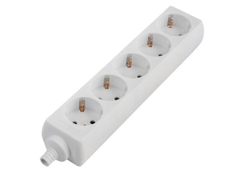 Розеточная колодка General GSB-16-5-G-IP20, 16А, 5 мест, с заземлением, без выключателя, IP20