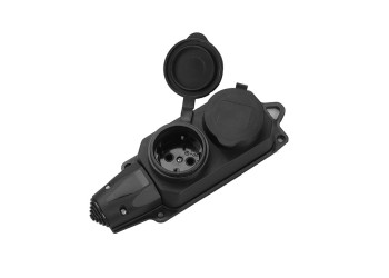 Розеточная колодка General GSB-16-2-G-IP44, 16А, 2 места, с заземлением, без выключателя, IP44