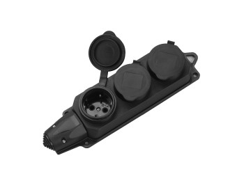 Розеточная колодка General GSB-16-3-G-IP44, 16А, 3 места, с заземлением, без выключателя, IP44