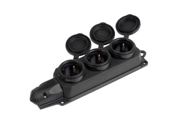 Розеточная колодка General GSB-16-4-G-IP44, 16А, 4 места, с заземлением, без выключателя, IP44