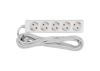 Удлинитель бытовой General GES-16-3x100-5-1,5m, 16А, 3х1 мм2, 5 мест, 1,5 метра, с заземлением, без вылючателя
